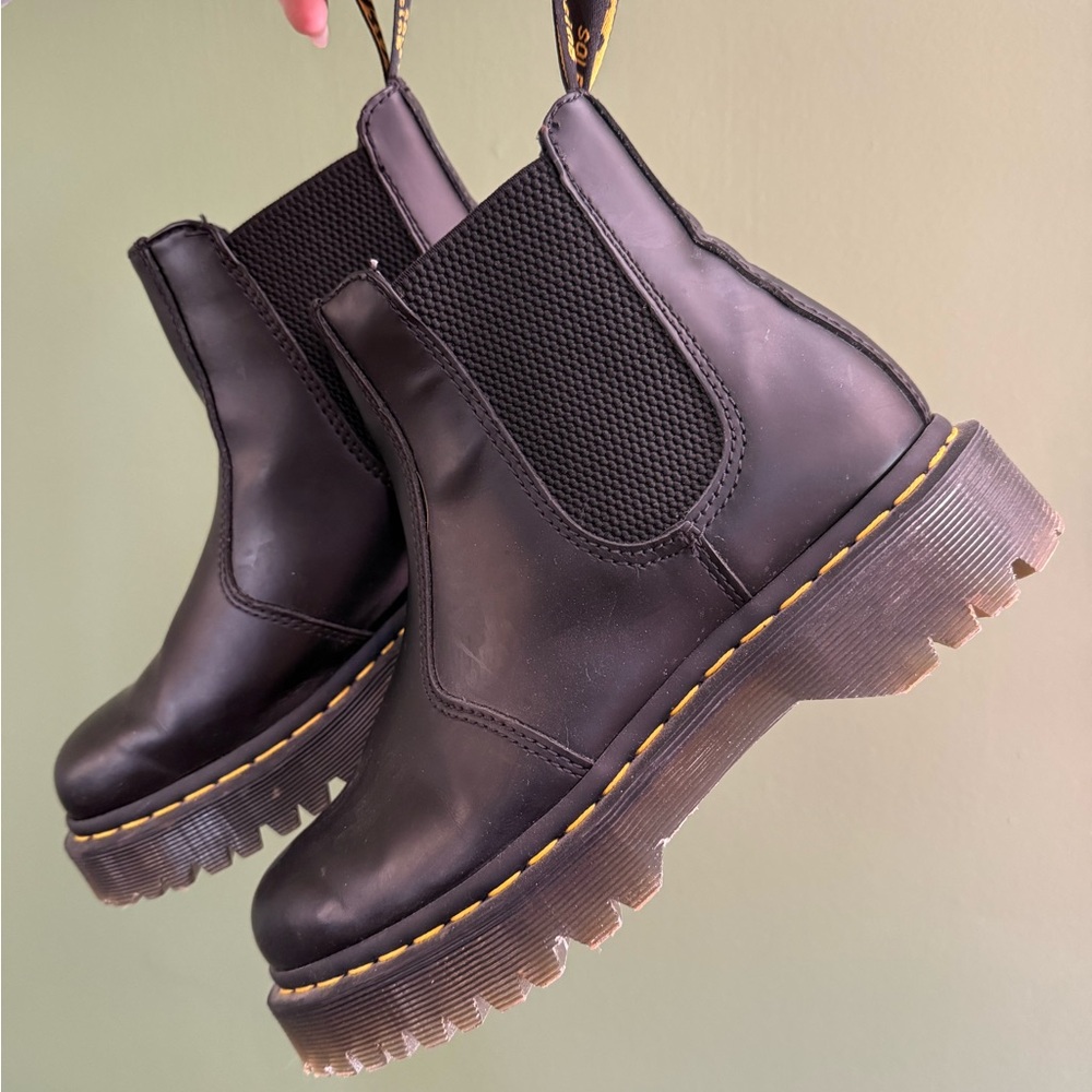 Dr. Marten Black Leather Platform Chelsea Boots